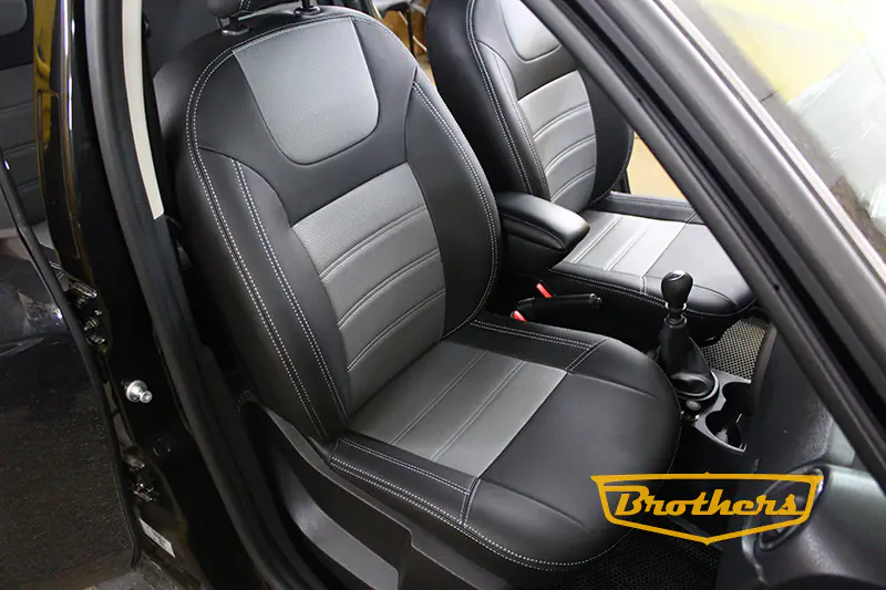 Чехлы на Nissan Terrano 3, серии "Premium" - серая строчка, серый центр