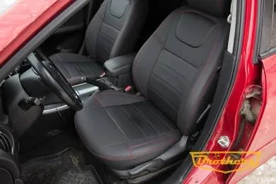 Чехлы на Mazda 6 1 (лифтбек), серии "Premium" - красная строчка