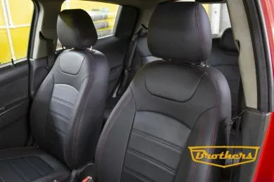 Чехлы на Chevrolet Spark, серии "Premium" - красная строчка