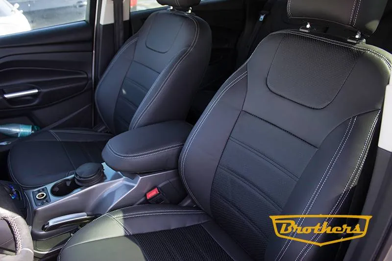 Чехлы на Ford Kuga 2, 2012-2016, серии "Premium" - серая строчка